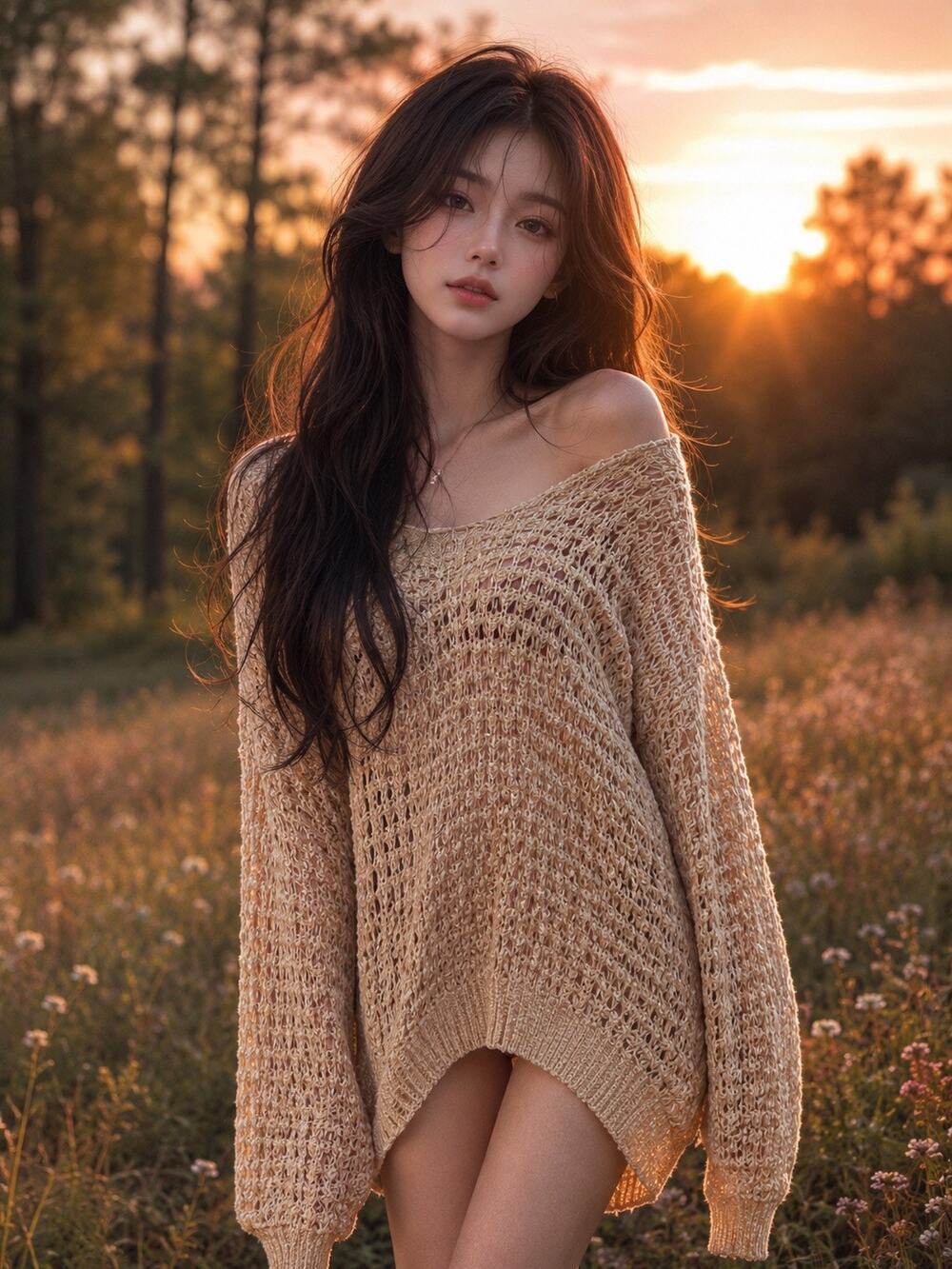 Free People Woodland Wanderer boho knit Chunky Marled cottagecore Sweater